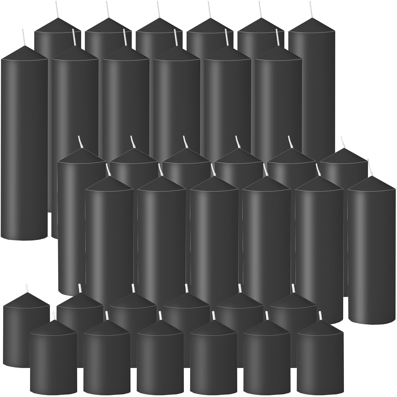 36 Pcs Pink Pillar Candles Bulk Set，Hurricane Candles，3 Different Lengths (12 Each)，Dripless Unscented Smokeless，Gives You a Better Atmosphere When Organizing Wedding or Event Party.