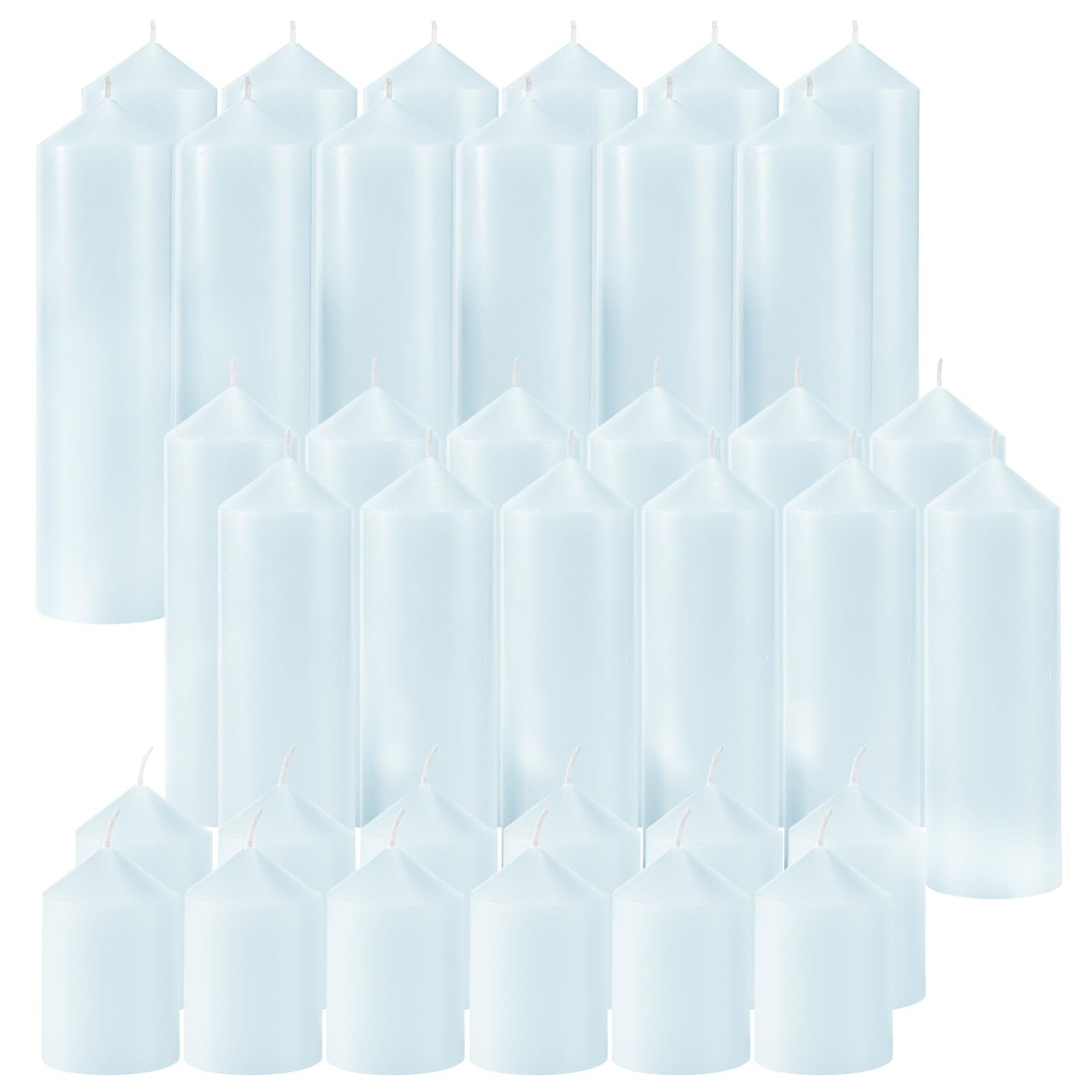 36 Pcs Pink Pillar Candles Bulk Set，Hurricane Candles，3 Different Lengths (12 Each)，Dripless Unscented Smokeless，Gives You a Better Atmosphere When Organizing Wedding or Event Party.