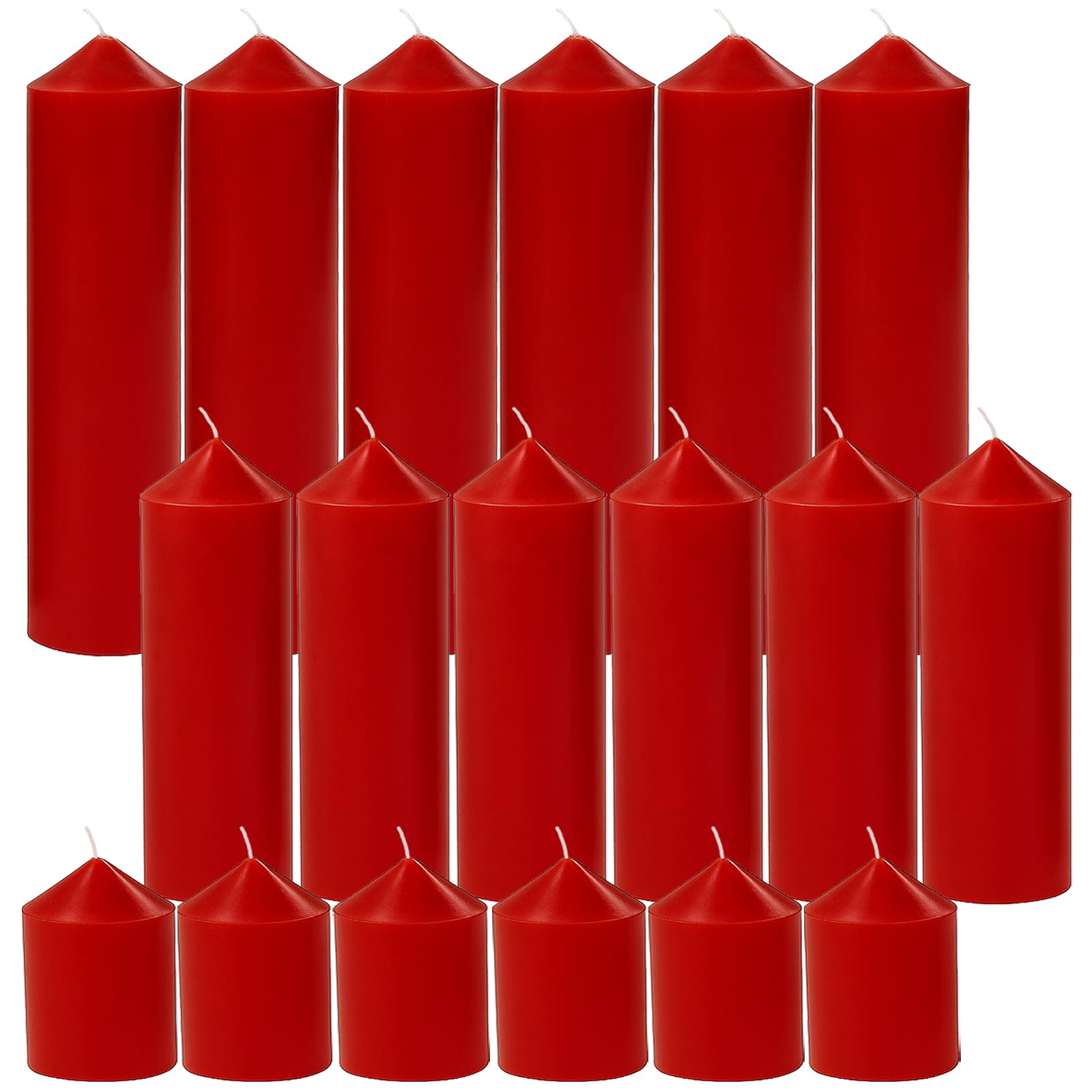 36 Pcs Pink Pillar Candles Bulk Set，Hurricane Candles，3 Different Lengths (12 Each)，Dripless Unscented Smokeless，Gives You a Better Atmosphere When Organizing Wedding or Event Party.