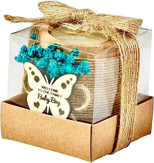 10 Pack Tealight Candle Holders Baby Shower Favors for Guests - Gender Reveal Return Gifts Boy Blue, Baby Shower Decorations Boy, Thank You Gifts - Decorative for Table Centerpiece