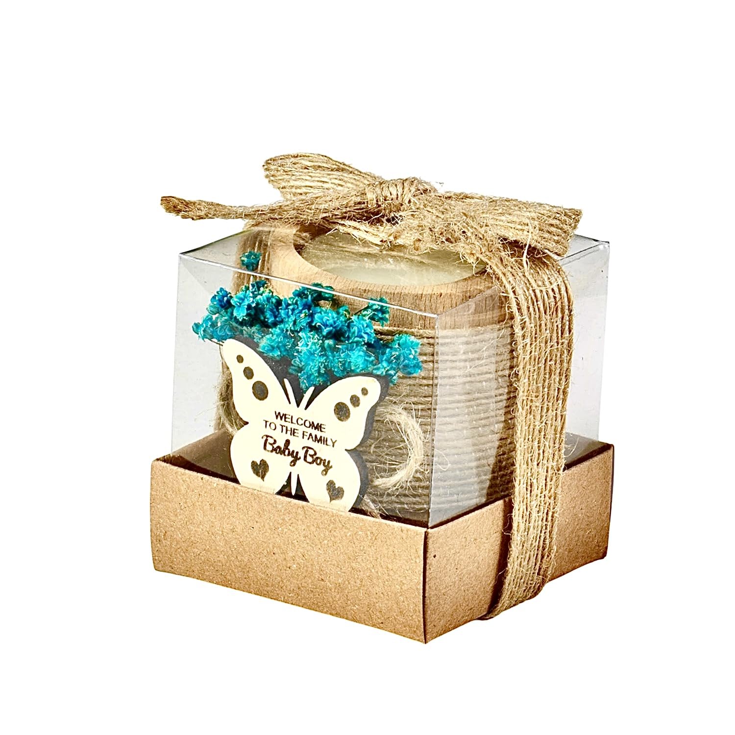 10 Pack Tealight Candle Holders Baby Shower Favors for Guests - Gender Reveal Return Gifts Boy Blue, Baby Shower Decorations Boy, Thank You Gifts - Decorative for Table Centerpiece