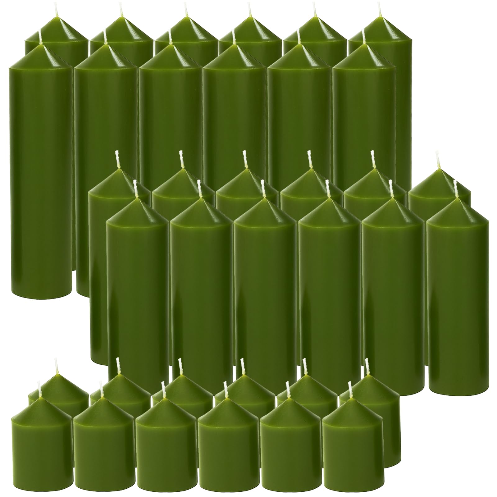 36 Pcs Pink Pillar Candles Bulk Set，Hurricane Candles，3 Different Lengths (12 Each)，Dripless Unscented Smokeless，Gives You a Better Atmosphere When Organizing Wedding or Event Party.