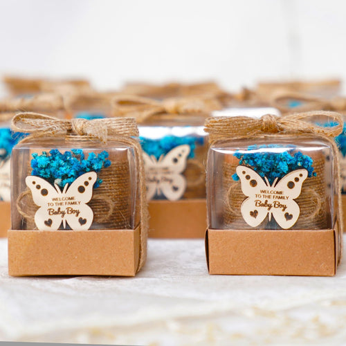 10 Pack Tealight Candle Holders Baby Shower Favors for Guests - Gender Reveal Return Gifts Boy Blue, Baby Shower Decorations Boy, Thank You Gifts - Decorative for Table Centerpiece