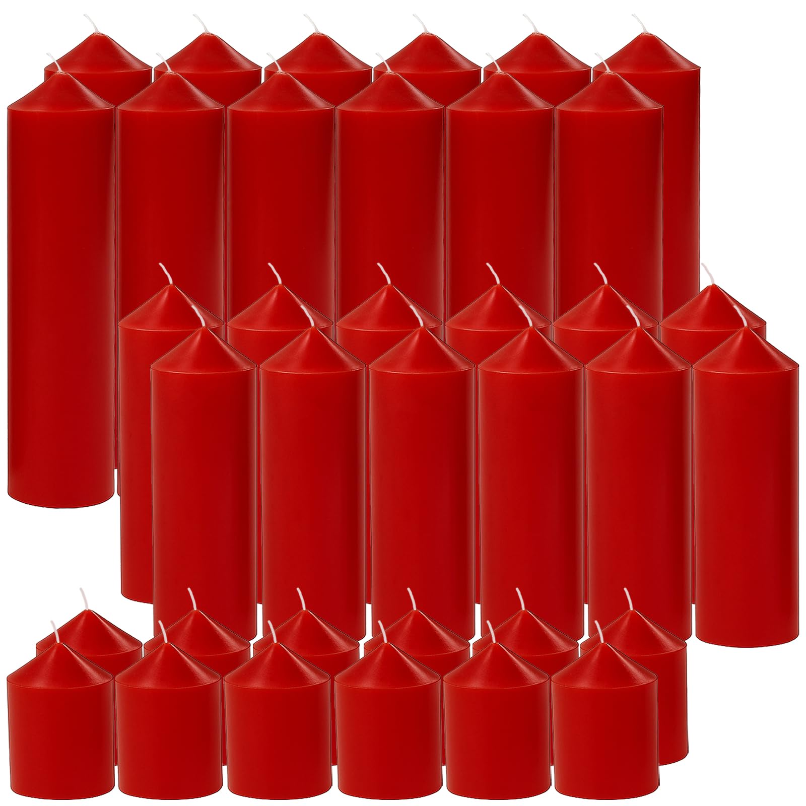 36 Pcs Pink Pillar Candles Bulk Set，Hurricane Candles，3 Different Lengths (12 Each)，Dripless Unscented Smokeless，Gives You a Better Atmosphere When Organizing Wedding or Event Party.