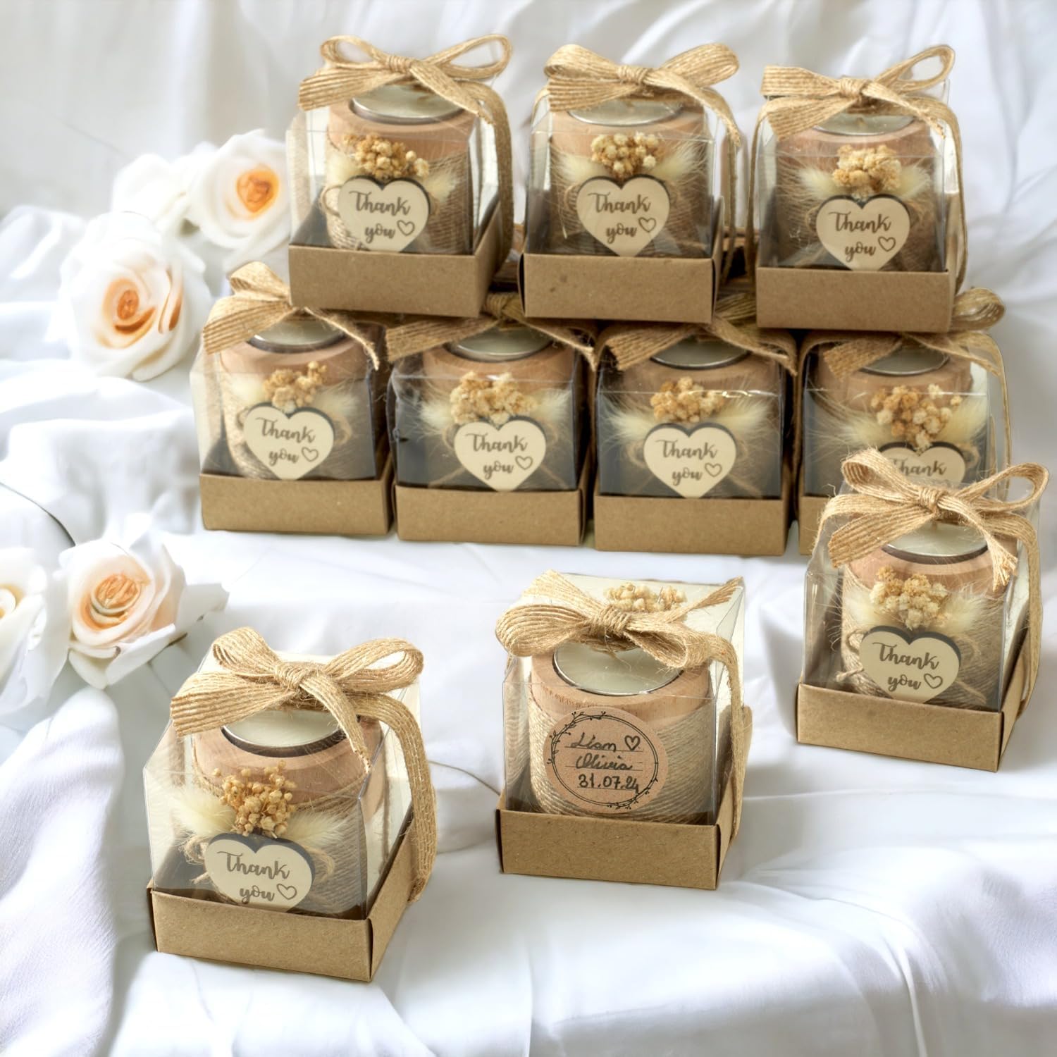 40 Tealight Candle Holders Wedding Favors for Guests Bulk- Return Gifts Bridal Shower, Party Favors Adults for Guest, Thank You Gifts - Decorative for Table Centerpiece