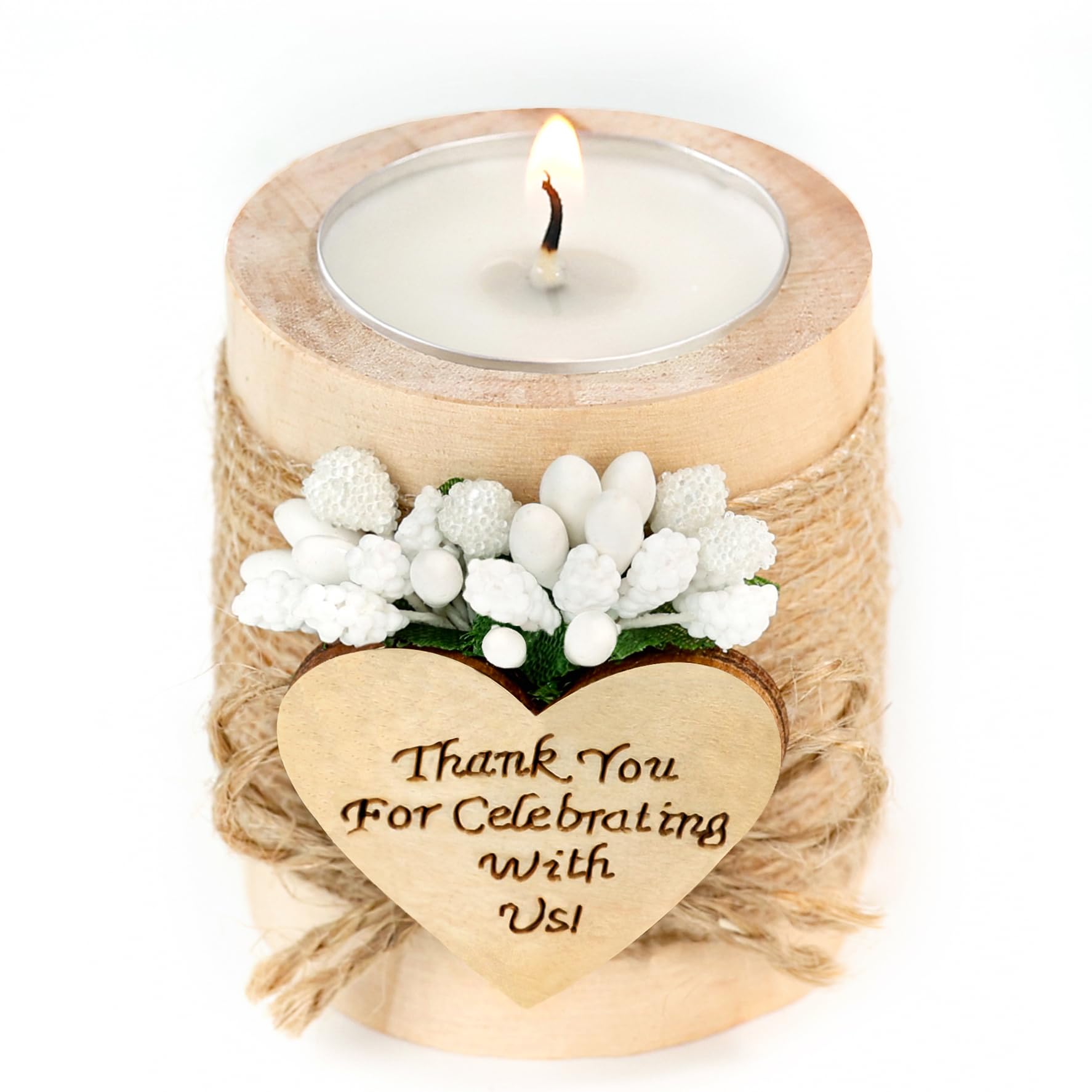 10 Piece Set of Wooden Tealight Candle Holders, Wedding Favors for Guests,Party Candle Favors, Guest Return Favors, Bridal Shower Favors for Guests.(Dark Brown)