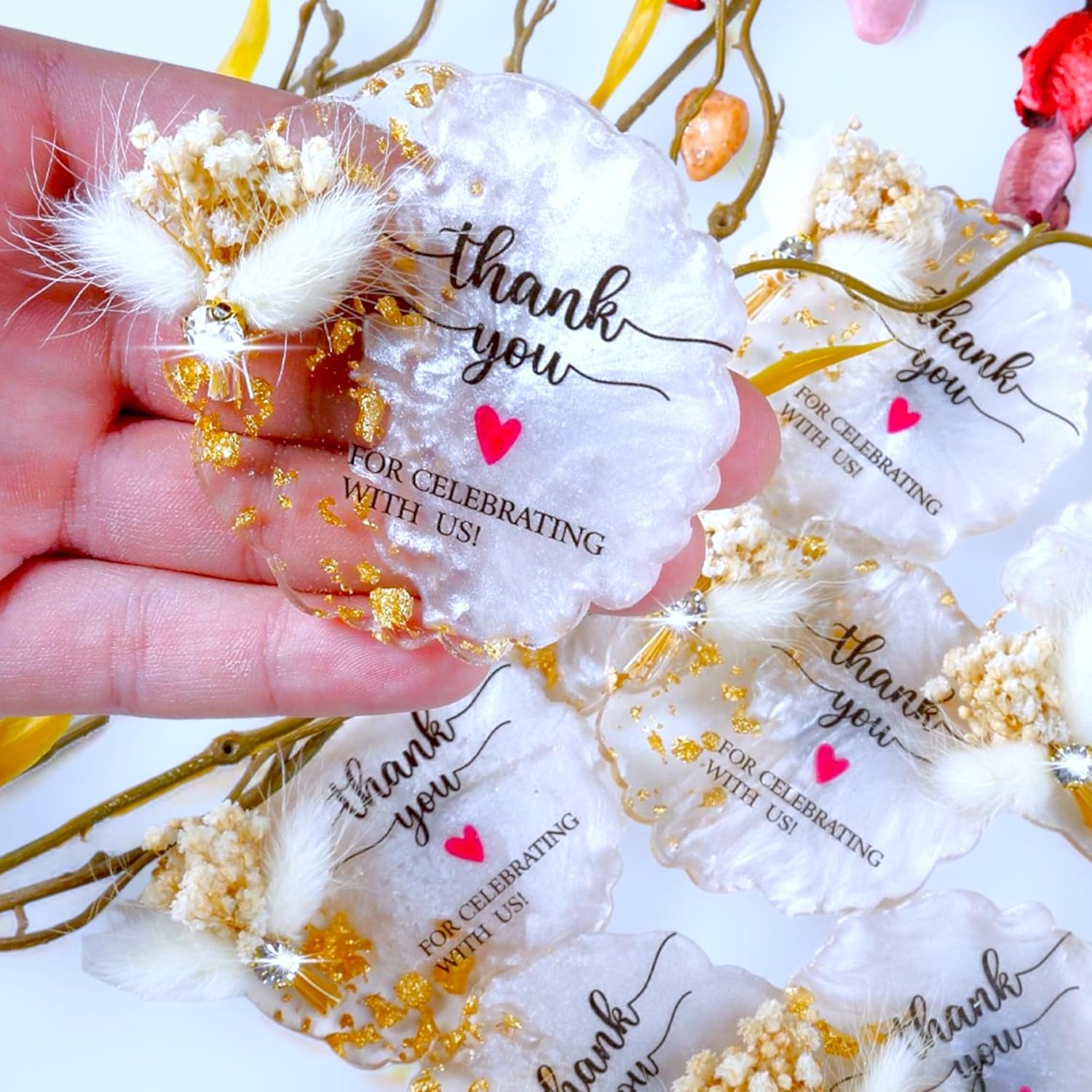 40 Resin-Floral Wedding Favors for Guests, Bridal Shower, Baby Shower Favors Magnets, Return Gifts, Birthday Party Favors Souvenirs for Guests