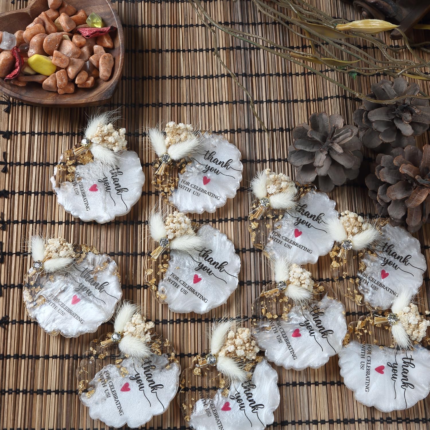 40 Resin-Floral Wedding Favors for Guests, Bridal Shower, Baby Shower Favors Magnets, Return Gifts, Birthday Party Favors Souvenirs for Guests