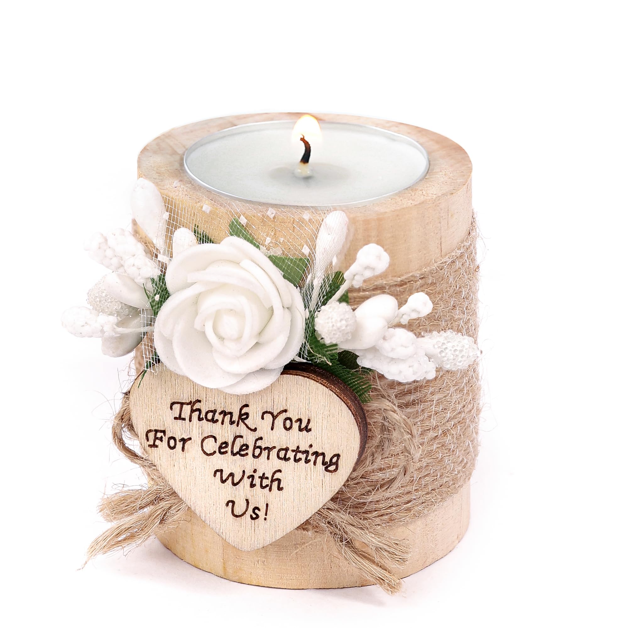 10 Piece Set of Wooden Tealight Candle Holders, Wedding Favors for Guests,Party Candle Favors, Guest Return Favors, Bridal Shower Favors for Guests.(Dark Brown)